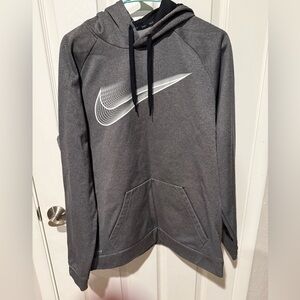 Nike Dark Gray Men's Hoodie with White Logo Sz L Like New